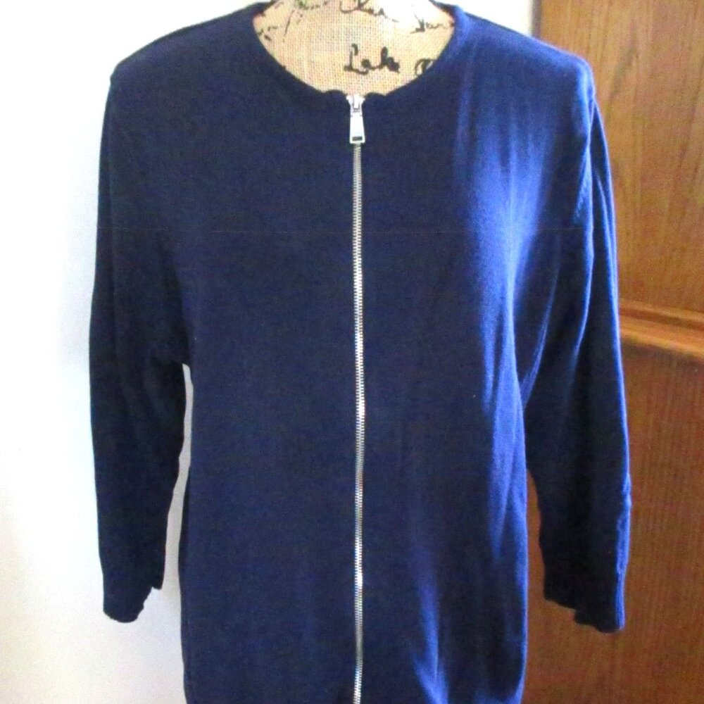 Lauren Ralph Lauren Women's Full Zip Cardigan, Long Sleeve,  Navy Blue, Size 2X